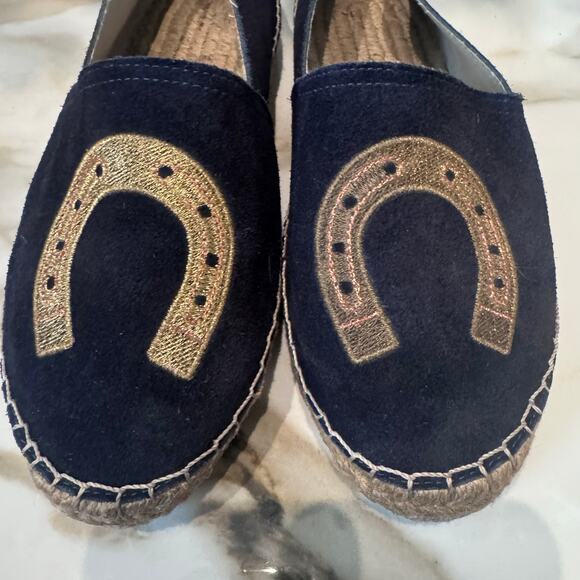 Cervera Women's Navy Blue Suede Lucky Horseshoe Espadrilles Size 10 Casual - Picture 4 of 12